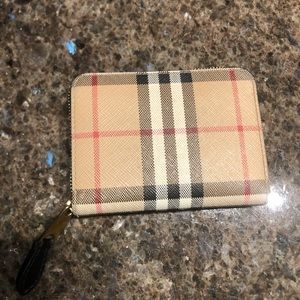 Burberry small check zip wallet